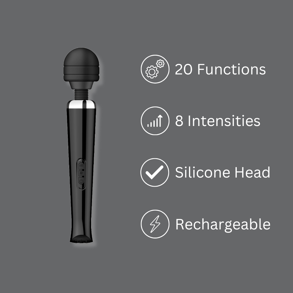 Loving Joy Rechargeable Magic Wand Vibrator Black - Image 2