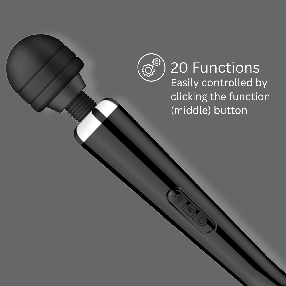 Loving Joy Rechargeable Magic Wand Vibrator Black - Image 3