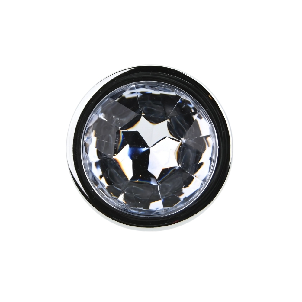 Toosh Silver Metal Butt Plug Medium Clear Stone - Image 4
