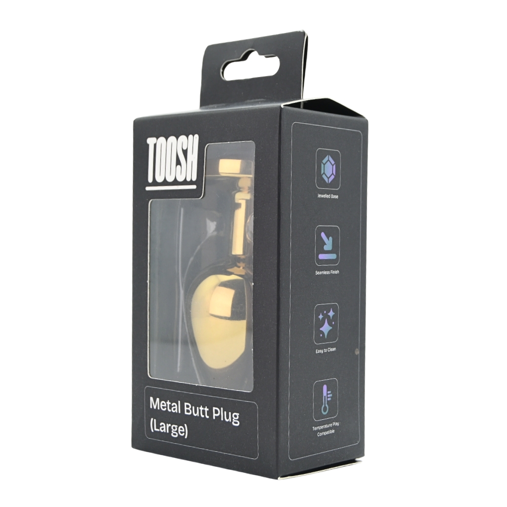 Toosh Gold Metal Butt Plug Large Clear Stone - Image 9