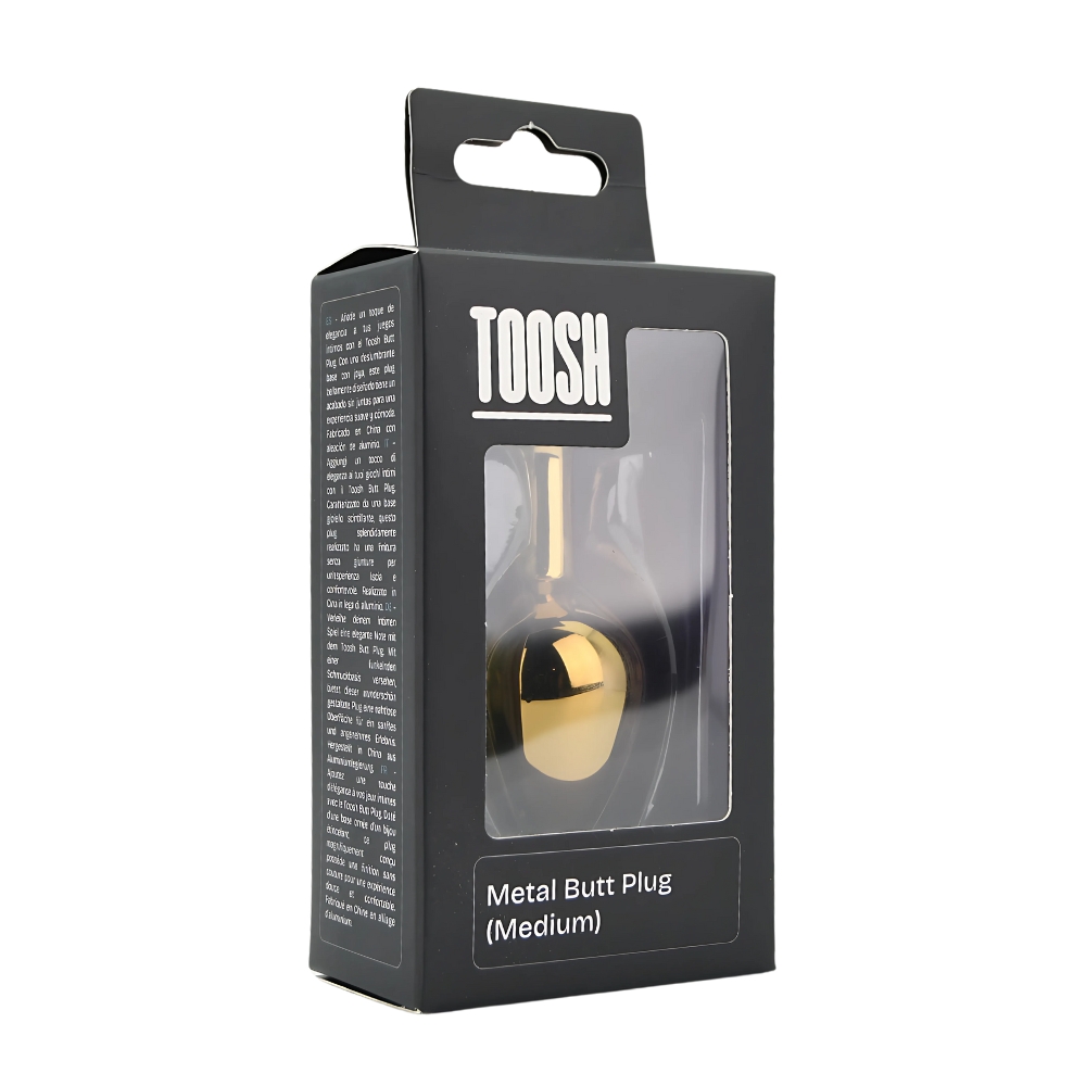Toosh Gold Metal Butt Plug Medium Pink Stone - Image 8
