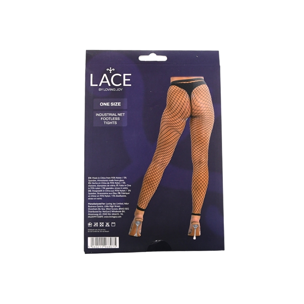 Lace by LJ One Size Industrial Net Footless Tights Black - Image 5