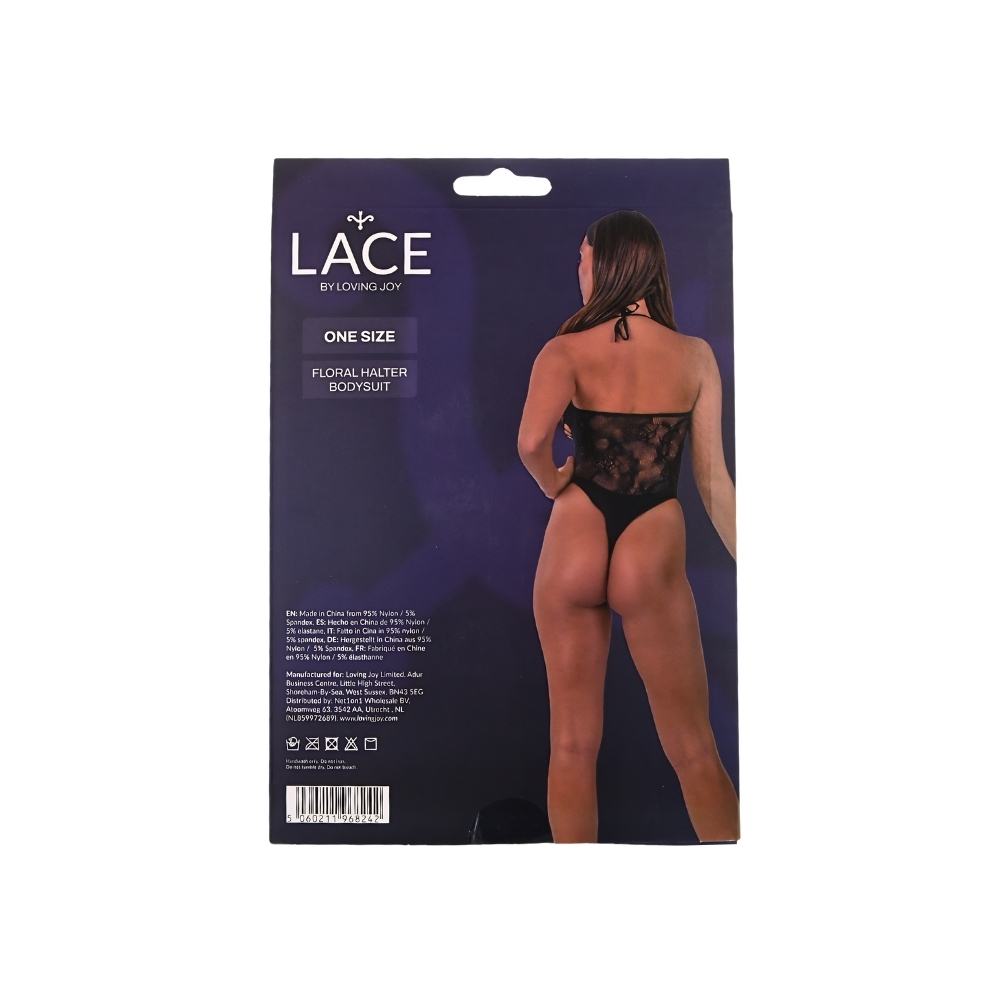 Lace by LJ Floral Halter Bodysuit Black - Image 6