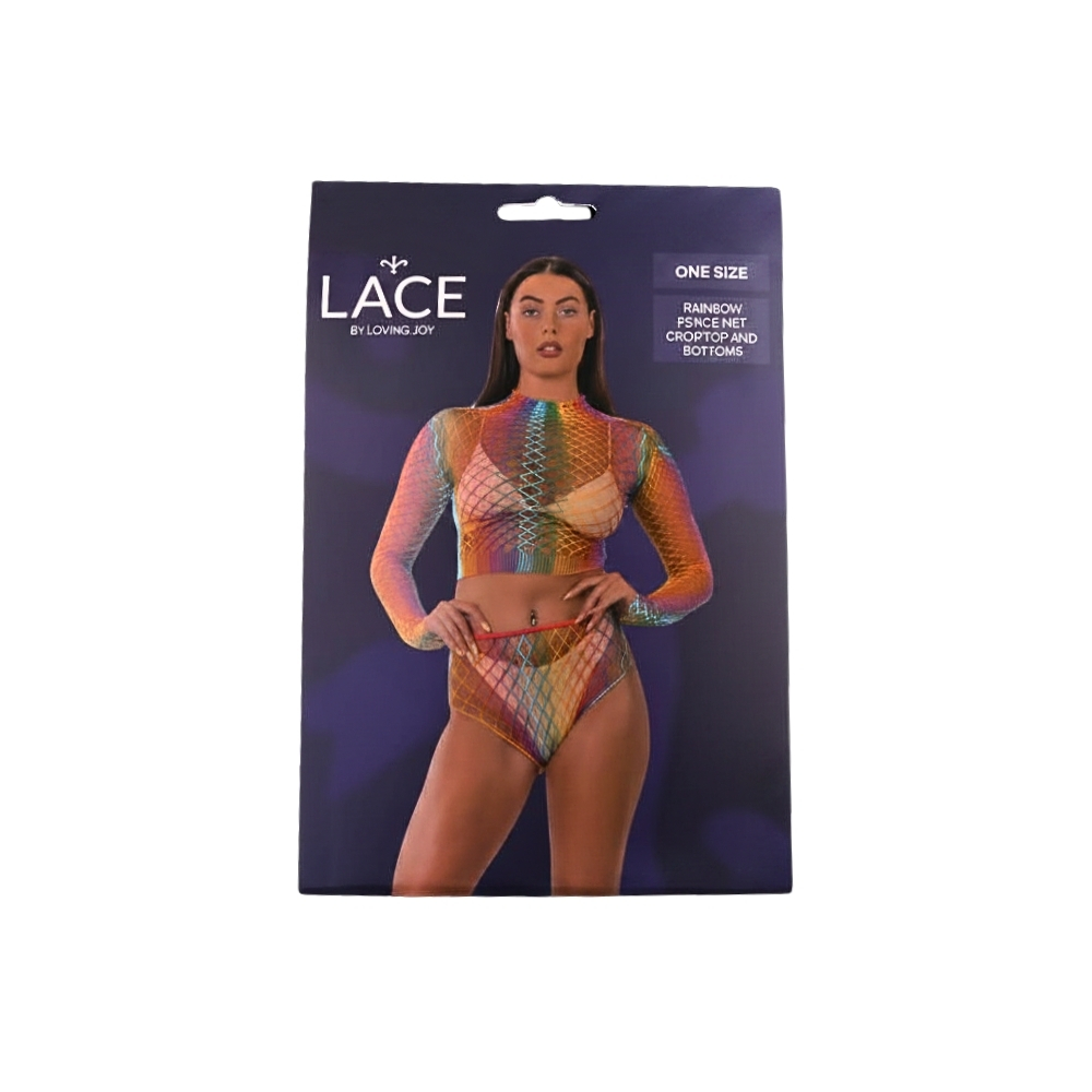 Lace by LJ Rainbow Fence Net Crop Top and Bottoms - Image 5
