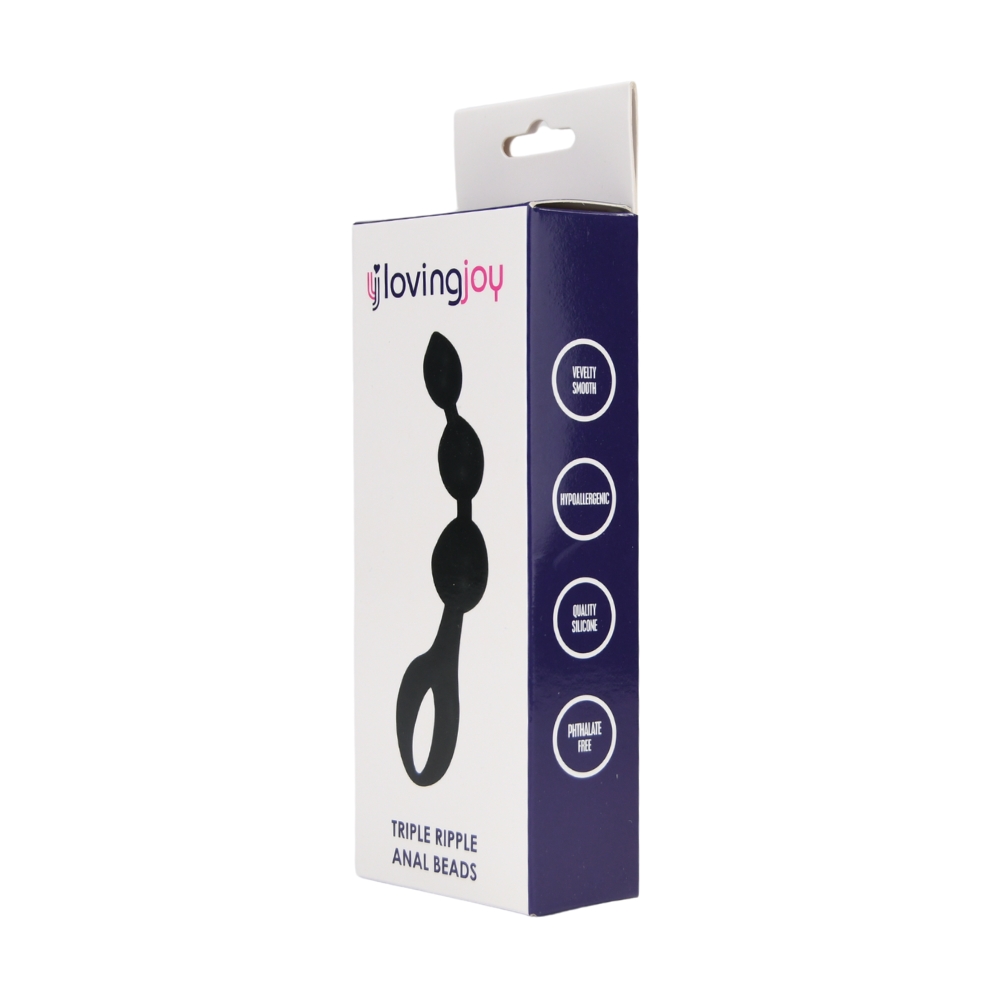 Loving Joy Triple Ripple Anal Beads-Black - Image 10