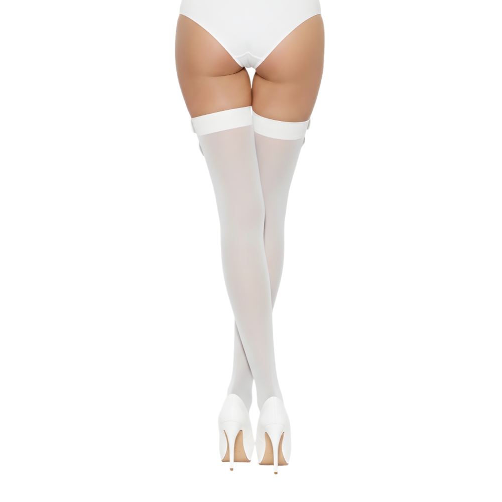 Lace by LJ Thigh High Stockings with Bow - White - Image 6